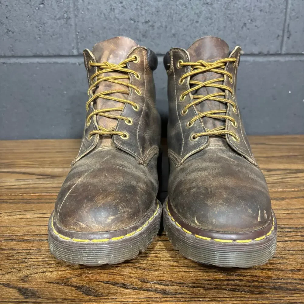 Vintage Dr Martens Made in England Men’s 11 Brown Leather 6 Eye Ankle Boots